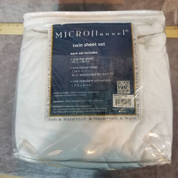 Shavel‎ White Micro Flannel Solid Sheet Set Twin - Picture 3 of 5